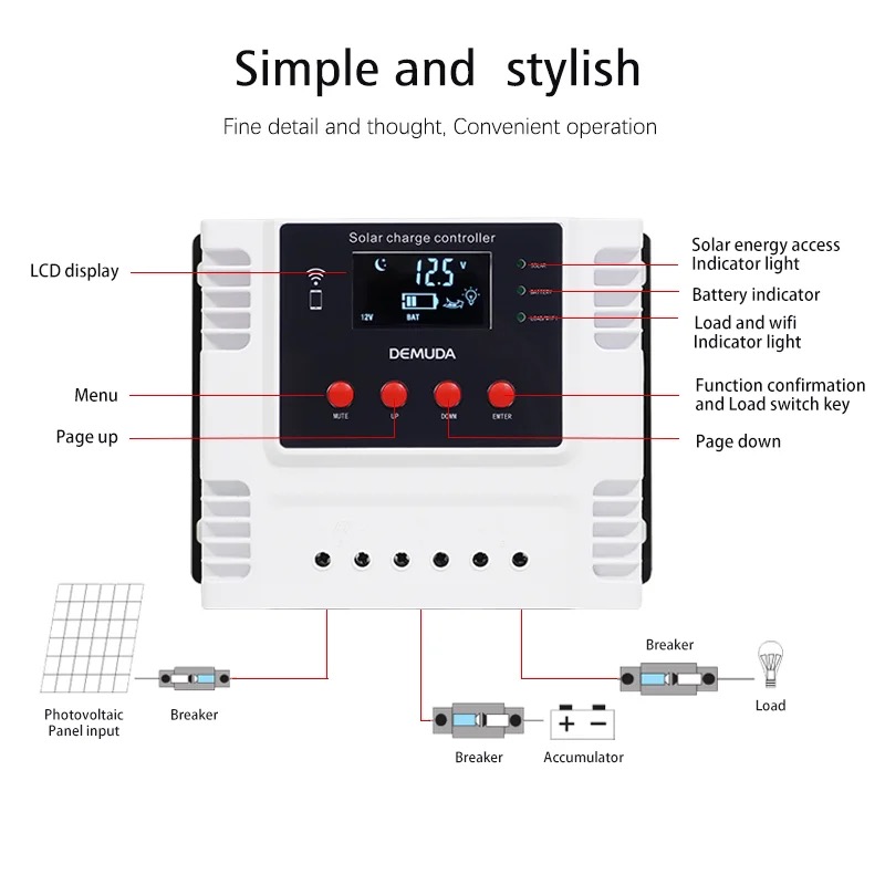 Sıcak satış 12V 24V 48V solar şarj regülatörü 60A güneş şarj kontrol cihazı WIFI uygulamaları PMW solar şarj regülatörü 10A 20A 30A 40A 50A ev güneş sistemi için