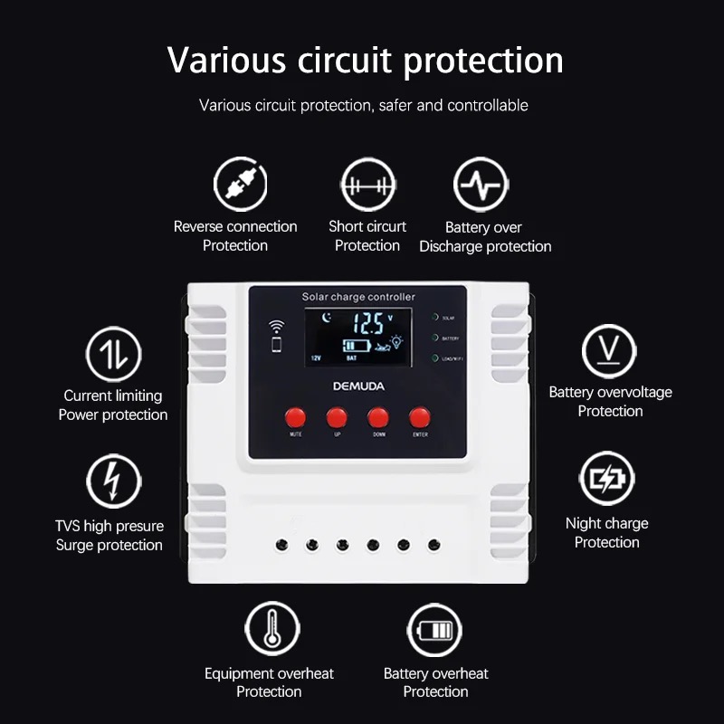 Sıcak satış 12V 24V 48V solar şarj regülatörü 60A güneş şarj kontrol cihazı WIFI uygulamaları PMW solar şarj regülatörü 10A 20A 30A 40A 50A ev güneş sistemi için